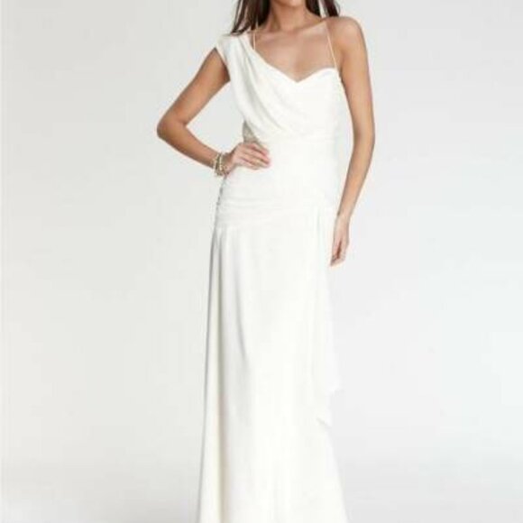 Nicole Miller Ivory Silk Ruched Draped Panel Wedding Dress Size 2 NWT - Picture 6 of 11